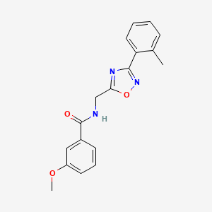 molecular formula C18H17N3O3 B7688697 3-methoxy-N-((3-(o-tolyl)-1,2,4-oxadiazol-5-yl)methyl)benzamide 