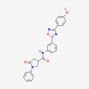 molecular formula C26H22N4O4 B7688716 N-(3-(3-(4-methoxyphenyl)-1,2,4-oxadiazol-5-yl)phenyl)-5-oxo-1-phenylpyrrolidine-3-carboxamide 