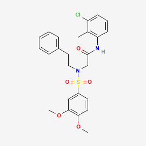 molecular formula C25H27ClN2O5S B7688747 N-(3-chloro-2-methylphenyl)-2-(3,4-dimethoxy-N-phenethylphenylsulfonamido)acetamide 