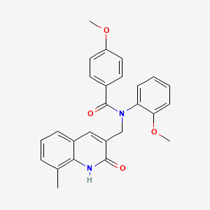 N-((2-hydroxy-8-methylquinolin-3-yl)methyl)-4-methoxy-N-(2-methoxyphenyl)benzamide