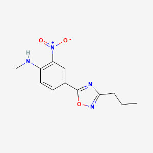 molecular formula C12H14N4O3 B7688791 N-methyl-2-nitro-4-(3-propyl-1,2,4-oxadiazol-5-yl)aniline 