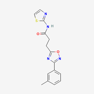 molecular formula C15H14N4O2S B7688799 N-(thiazol-2-yl)-3-(3-(m-tolyl)-1,2,4-oxadiazol-5-yl)propanamide 