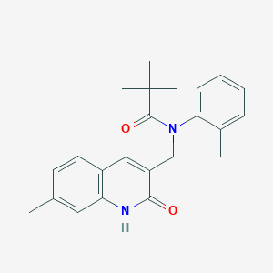 molecular formula C23H26N2O2 B7688806 N-((2-hydroxy-7-methylquinolin-3-yl)methyl)-N-(o-tolyl)pivalamide 