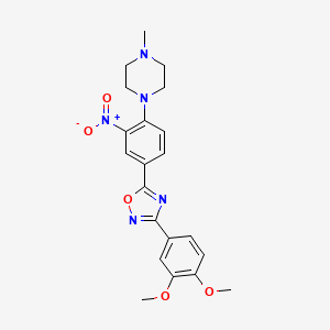 molecular formula C21H23N5O5 B7688817 3-(3,4-dimethoxyphenyl)-5-(4-(4-methylpiperazin-1-yl)-3-nitrophenyl)-1,2,4-oxadiazole 