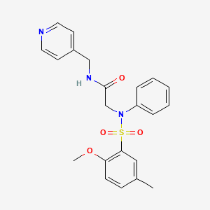 molecular formula C22H23N3O4S B7688823 2-(2-methoxy-5-methyl-N-phenylphenylsulfonamido)-N-(pyridin-4-ylmethyl)acetamide 