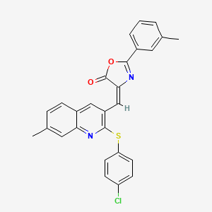 (E)-4-((2-((4-chlorophenyl)thio)-7-methylquinolin-3-yl)methylene)-2-(m-tolyl)oxazol-5(4H)-one