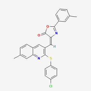 molecular formula C27H19ClN2O2S B7688829 (E)-4-((2-((4-chlorophenyl)thio)-7-methylquinolin-3-yl)methylene)-2-(m-tolyl)oxazol-5(4H)-one 