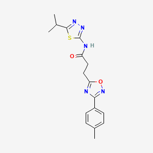 molecular formula C17H19N5O2S B7688833 N-(5-isopropyl-1,3,4-thiadiazol-2-yl)-3-(3-(p-tolyl)-1,2,4-oxadiazol-5-yl)propanamide 