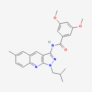 molecular formula C24H26N4O3 B7688842 N-(1-isobutyl-6-methyl-1H-pyrazolo[3,4-b]quinolin-3-yl)-3,5-dimethoxybenzamide 