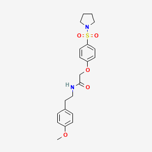 molecular formula C21H26N2O5S B7688845 N-(4-methoxyphenethyl)-2-(4-(pyrrolidin-1-ylsulfonyl)phenoxy)acetamide 