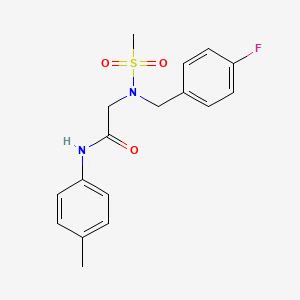 molecular formula C17H19FN2O3S B7688880 N-(3-chloro-2-methylphenyl)-2-{N-[(4-fluorophenyl)methyl]methanesulfonamido}acetamide 