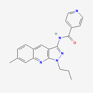 molecular formula C20H19N5O B7688904 N-(7-methyl-1-propyl-1H-pyrazolo[3,4-b]quinolin-3-yl)isonicotinamide 
