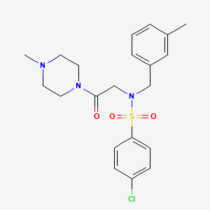 molecular formula C21H26ClN3O3S B7688907 4-chloro-N-(3-methylbenzyl)-N-(2-(4-methylpiperazin-1-yl)-2-oxoethyl)benzenesulfonamide 