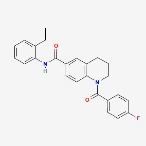 molecular formula C25H23FN2O2 B7688947 N-(2-ethylphenyl)-1-(4-fluorobenzoyl)-1,2,3,4-tetrahydroquinoline-6-carboxamide 