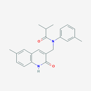 molecular formula C22H24N2O2 B7688955 N-((2-hydroxy-6-methylquinolin-3-yl)methyl)-N-(m-tolyl)isobutyramide 