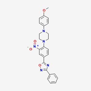 molecular formula C25H23N5O4 B7689008 5-(4-(4-(4-methoxyphenyl)piperazin-1-yl)-3-nitrophenyl)-3-phenyl-1,2,4-oxadiazole 
