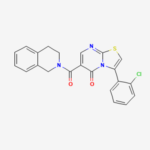 molecular formula C22H16ClN3O2S B7689011 3-(2-chlorophenyl)-N-(4-fluorophenyl)-5-oxo-5H-[1,3]thiazolo[3,2-a]pyrimidine-6-carboxamide 