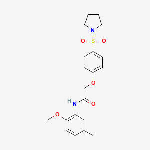 molecular formula C20H24N2O5S B7689014 N-(2-methoxy-5-methylphenyl)-2-(4-(pyrrolidin-1-ylsulfonyl)phenoxy)acetamide 