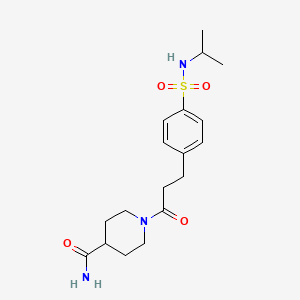 1-[3-[4-(Propan-2-ylsulfamoyl)phenyl]propanoyl]piperidine-4-carboxamide