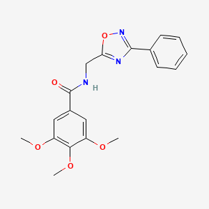 molecular formula C19H19N3O5 B7689044 3,4,5-trimethoxy-N-((3-phenyl-1,2,4-oxadiazol-5-yl)methyl)benzamide 