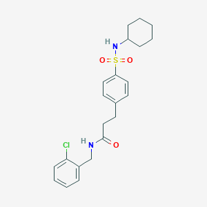 molecular formula C22H27ClN2O3S B7689078 N-(2-chlorobenzyl)-3-(4-(N-cyclohexylsulfamoyl)phenyl)propanamide CAS No. 722467-74-5