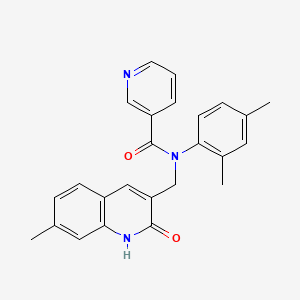 molecular formula C25H23N3O2 B7689097 N-(2,4-dimethylphenyl)-N-((2-hydroxy-7-methylquinolin-3-yl)methyl)nicotinamide 
