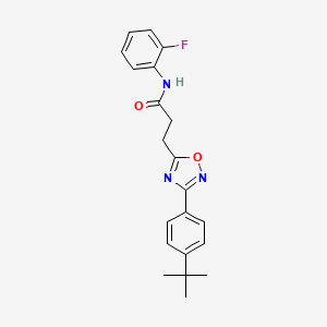 molecular formula C21H22FN3O2 B7689103 3-(3-(4-(tert-butyl)phenyl)-1,2,4-oxadiazol-5-yl)-N-(2-fluorophenyl)propanamide 