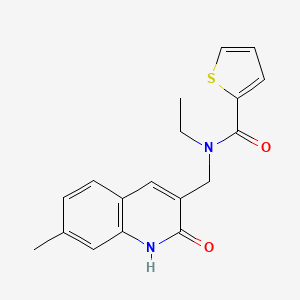 molecular formula C18H18N2O2S B7689104 N-ethyl-N-((2-hydroxy-7-methylquinolin-3-yl)methyl)thiophene-2-carboxamide 