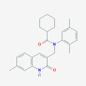 molecular formula C26H30N2O2 B7689122 N-(2,5-dimethylphenyl)-N-((2-hydroxy-7-methylquinolin-3-yl)methyl)cyclohexanecarboxamide 