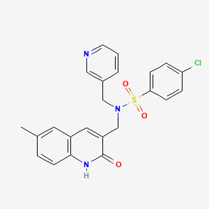 molecular formula C23H20ClN3O3S B7689129 4-chloro-N-((2-hydroxy-6-methylquinolin-3-yl)methyl)-N-(pyridin-3-ylmethyl)benzenesulfonamide 