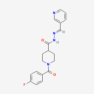 molecular formula C19H19FN4O2 B7689138 (E)-1-(4-fluorobenzoyl)-N'-(pyridin-3-ylmethylene)piperidine-4-carbohydrazide 