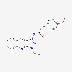 molecular formula C22H22N4O2 B7689148 N-(1-ethyl-8-methyl-1H-pyrazolo[3,4-b]quinolin-3-yl)-2-(4-methoxyphenyl)acetamide 