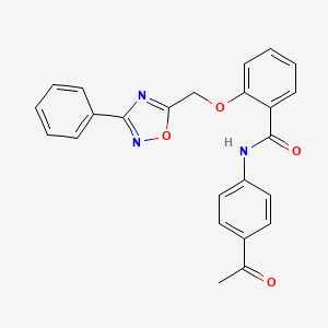 molecular formula C24H19N3O4 B7689159 N-(4-acetylphenyl)-2-((3-phenyl-1,2,4-oxadiazol-5-yl)methoxy)benzamide 