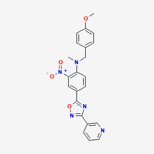 molecular formula C22H19N5O4 B7689171 N-(4-methoxybenzyl)-N-methyl-2-nitro-4-(3-(pyridin-3-yl)-1,2,4-oxadiazol-5-yl)aniline 