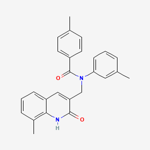 molecular formula C26H24N2O2 B7689203 N-((2-hydroxy-8-methylquinolin-3-yl)methyl)-4-methyl-N-(m-tolyl)benzamide 