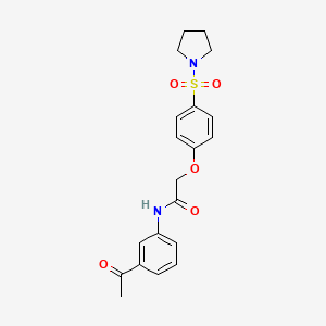 molecular formula C20H22N2O5S B7689230 N-(3-acetylphenyl)-2-(4-(pyrrolidin-1-ylsulfonyl)phenoxy)acetamide 