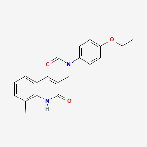 molecular formula C24H28N2O3 B7689245 N-(4-ethoxyphenyl)-N-((2-hydroxy-8-methylquinolin-3-yl)methyl)pivalamide 