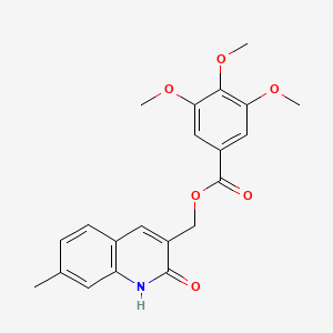 molecular formula C21H21NO6 B7689253 (2-hydroxy-7-methylquinolin-3-yl)methyl 3,4,5-trimethoxybenzoate 