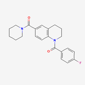 molecular formula C22H23FN2O2 B7689266 N-(5-chloro-2-methoxyphenyl)-1-(4-fluorobenzoyl)-1,2,3,4-tetrahydroquinoline-6-carboxamide 