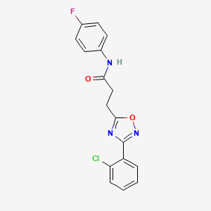 molecular formula C17H13ClFN3O2 B7689284 3-(3-(2-chlorophenyl)-1,2,4-oxadiazol-5-yl)-N-(4-fluorophenyl)propanamide 