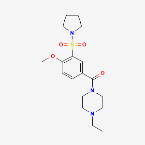 molecular formula C18H27N3O4S B7689296 2-methoxy-N,N-dimethyl-5-(1,2,3,4-tetrahydroisoquinoline-2-carbonyl)benzene-1-sulfonamide 