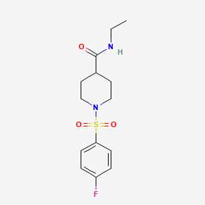 molecular formula C14H19FN2O3S B7689312 N-ethyl-1-((4-fluorophenyl)sulfonyl)piperidine-4-carboxamide 