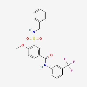 N-benzyl-2-methoxy-5-[4-(4-methoxyphenyl)piperazine-1-carbonyl]benzene-1-sulfonamide