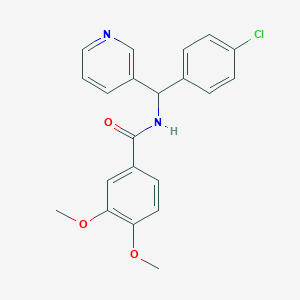 molecular formula C21H19ClN2O3 B7689360 N-((4-chlorophenyl)(pyridin-3-yl)methyl)-3,4-dimethoxybenzamide 