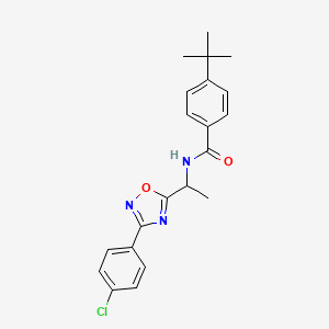 molecular formula C21H22ClN3O2 B7689371 4-(tert-butyl)-N-(1-(3-(4-chlorophenyl)-1,2,4-oxadiazol-5-yl)ethyl)benzamide 