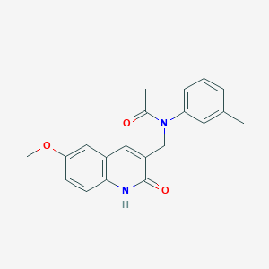 molecular formula C20H20N2O3 B7689379 N-((2-hydroxy-6-methoxyquinolin-3-yl)methyl)-N-(m-tolyl)acetamide 