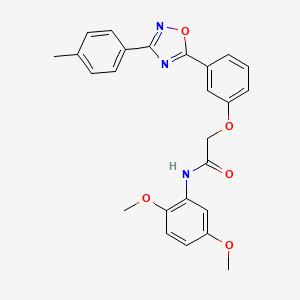 molecular formula C25H23N3O5 B7689386 N-(2,5-dimethoxyphenyl)-2-(3-(3-(p-tolyl)-1,2,4-oxadiazol-5-yl)phenoxy)acetamide 