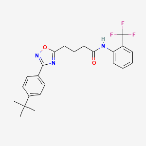 molecular formula C23H24F3N3O2 B7689393 4-(3-(4-(tert-butyl)phenyl)-1,2,4-oxadiazol-5-yl)-N-(2-(trifluoromethyl)phenyl)butanamide 