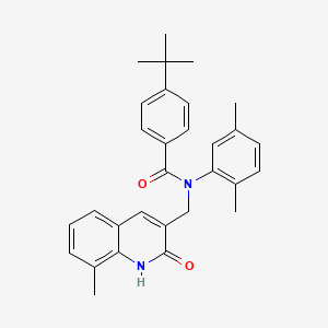 molecular formula C30H32N2O2 B7689405 4-(tert-butyl)-N-(2,5-dimethylphenyl)-N-((2-hydroxy-8-methylquinolin-3-yl)methyl)benzamide 