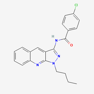 molecular formula C21H19ClN4O B7689411 N-(1-butyl-1H-pyrazolo[3,4-b]quinolin-3-yl)-4-chlorobenzamide 